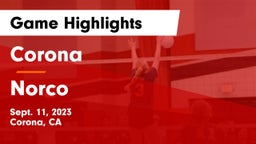 Corona  vs Norco  Game Highlights - Sept. 11, 2023