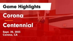 Corona  vs Centennial  Game Highlights - Sept. 20, 2023