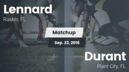 Matchup: Lennard  vs. Durant  2016