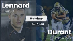 Matchup: Lennard  vs. Durant  2017