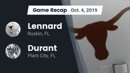 Recap: Lennard  vs. Durant  2019