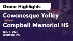 Cowanesque Valley  vs Campbell Memorial HS Game Highlights - Jan. 1, 2024