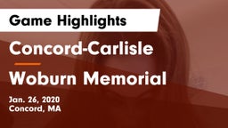 Concord-Carlisle  vs Woburn Memorial  Game Highlights - Jan. 26, 2020
