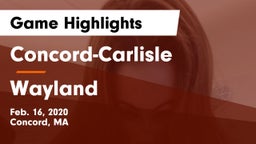 Concord-Carlisle  vs Wayland  Game Highlights - Feb. 16, 2020