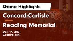 Concord-Carlisle  vs Reading Memorial  Game Highlights - Dec. 17, 2023