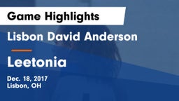 Lisbon David Anderson  vs Leetonia Game Highlights - Dec. 18, 2017