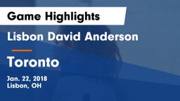 Lisbon David Anderson  vs Toronto Game Highlights - Jan. 22, 2018