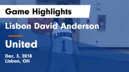 Lisbon David Anderson  vs United  Game Highlights - Dec. 3, 2018