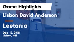 Lisbon David Anderson  vs Leetonia Game Highlights - Dec. 17, 2018