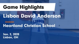 Lisbon David Anderson  vs Heartland Christian School Game Highlights - Jan. 2, 2020