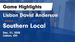 Lisbon David Anderson  vs Southern Local  Game Highlights - Dec. 21, 2020
