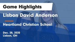 Lisbon David Anderson  vs Heartland Christian School Game Highlights - Dec. 28, 2020