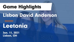 Lisbon David Anderson  vs Leetonia  Game Highlights - Jan. 11, 2021