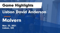 Lisbon David Anderson  vs Malvern  Game Highlights - Nov. 22, 2021
