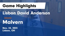 Lisbon David Anderson  vs Malvern  Game Highlights - Nov. 24, 2023