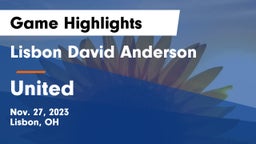 Lisbon David Anderson  vs United  Game Highlights - Nov. 27, 2023