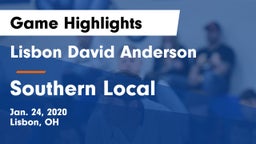 Lisbon David Anderson  vs Southern Local  Game Highlights - Jan. 24, 2020