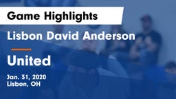 Lisbon David Anderson  vs United  Game Highlights - Jan. 31, 2020