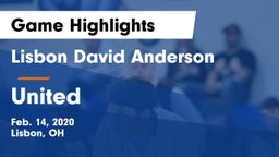 Lisbon David Anderson  vs United  Game Highlights - Feb. 14, 2020