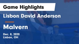 Lisbon David Anderson  vs Malvern  Game Highlights - Dec. 8, 2020