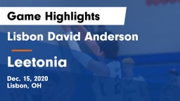 Lisbon David Anderson  vs Leetonia  Game Highlights - Dec. 15, 2020