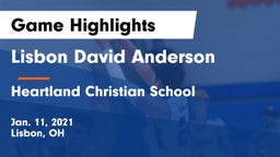 Lisbon David Anderson  vs Heartland Christian School Game Highlights - Jan. 11, 2021