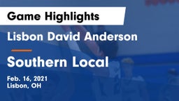 Lisbon David Anderson  vs Southern Local  Game Highlights - Feb. 16, 2021