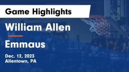 William Allen  vs Emmaus  Game Highlights - Dec. 12, 2023