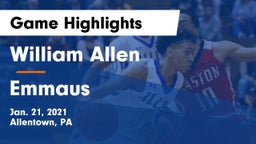 William Allen  vs Emmaus  Game Highlights - Jan. 21, 2021