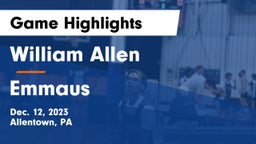 William Allen  vs Emmaus  Game Highlights - Dec. 12, 2023