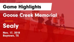 Goose Creek Memorial  vs Sealy  Game Highlights - Nov. 17, 2018