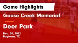 Goose Creek Memorial  vs Deer Park  Game Highlights - Dec. 30, 2022