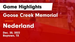 Goose Creek Memorial  vs Nederland  Game Highlights - Dec. 20, 2022