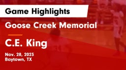 Goose Creek Memorial  vs C.E. King  Game Highlights - Nov. 28, 2023