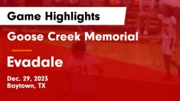 Goose Creek Memorial  vs Evadale  Game Highlights - Dec. 29, 2023