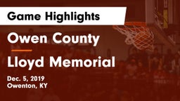 Owen County  vs Lloyd Memorial  Game Highlights - Dec. 5, 2019