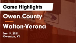 Owen County  vs Walton-Verona  Game Highlights - Jan. 9, 2021