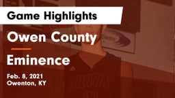 Owen County  vs Eminence  Game Highlights - Feb. 8, 2021