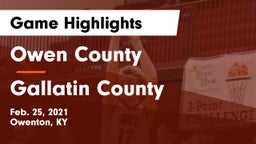 Owen County  vs Gallatin County  Game Highlights - Feb. 25, 2021