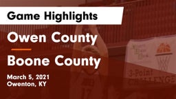 Owen County  vs Boone County  Game Highlights - March 5, 2021