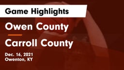 Owen County  vs Carroll County  Game Highlights - Dec. 16, 2021