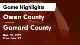 Owen County  vs Garrard County  Game Highlights - Dec. 22, 2021