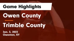 Owen County  vs Trimble County  Game Highlights - Jan. 3, 2022