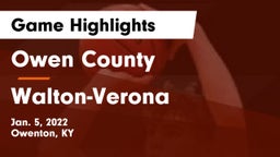 Owen County  vs Walton-Verona  Game Highlights - Jan. 5, 2022
