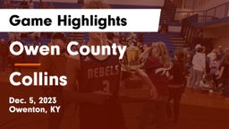 Owen County  vs Collins  Game Highlights - Dec. 5, 2023