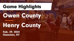 Owen County  vs Henry County  Game Highlights - Feb. 29, 2024