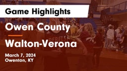 Owen County  vs Walton-Verona  Game Highlights - March 7, 2024