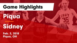 Piqua  vs Sidney  Game Highlights - Feb. 3, 2018