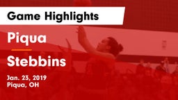 Piqua  vs Stebbins  Game Highlights - Jan. 23, 2019