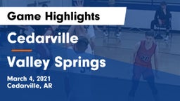 Cedarville  vs Valley Springs  Game Highlights - March 4, 2021